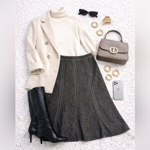 White House Black Market Gray A-Line Classic Preppy Skirt Women’s Size 0